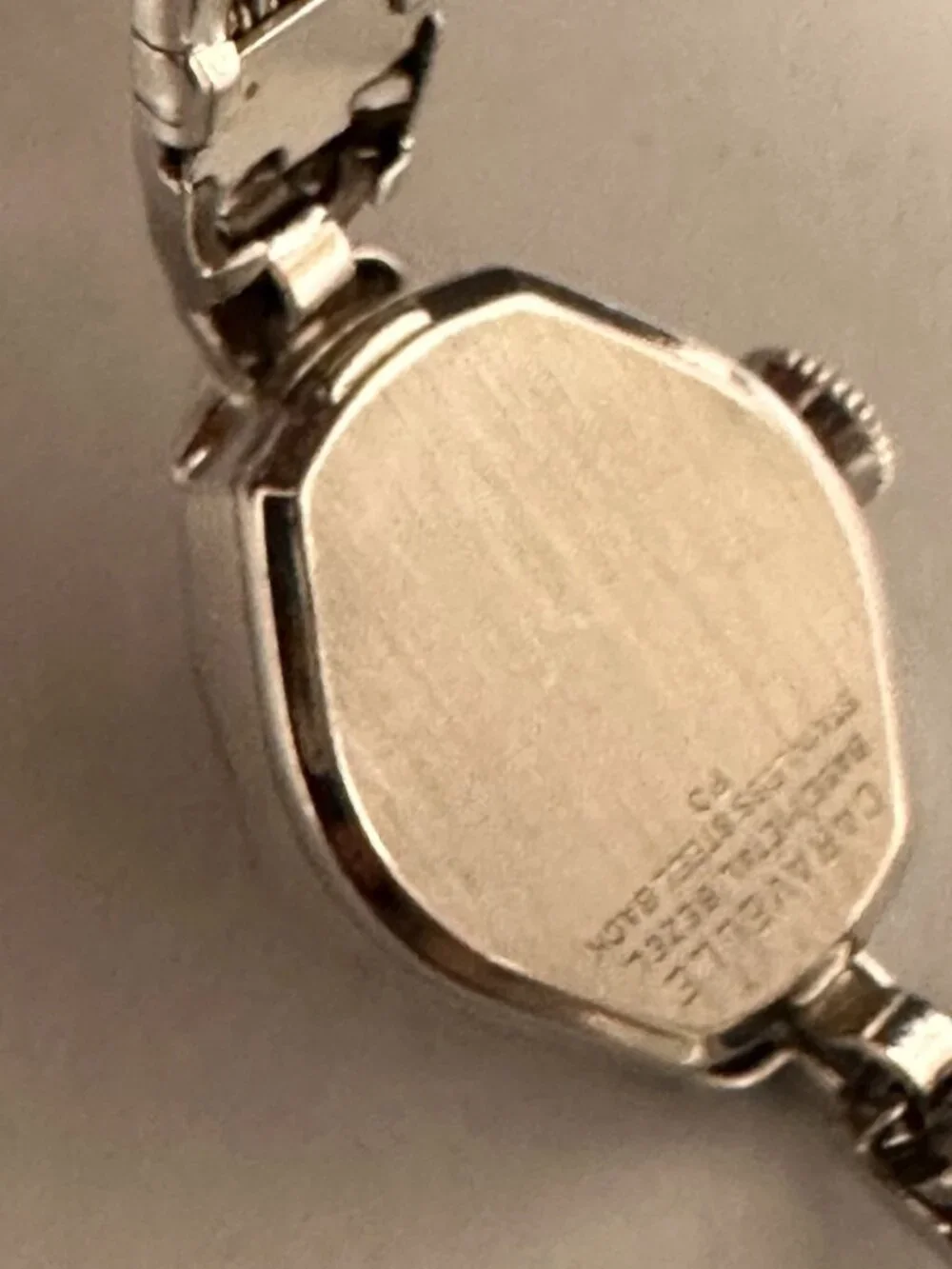 Caravelle Watch Silver Tone Small Dial 16MM Dainty Safety Chain Manual Wind